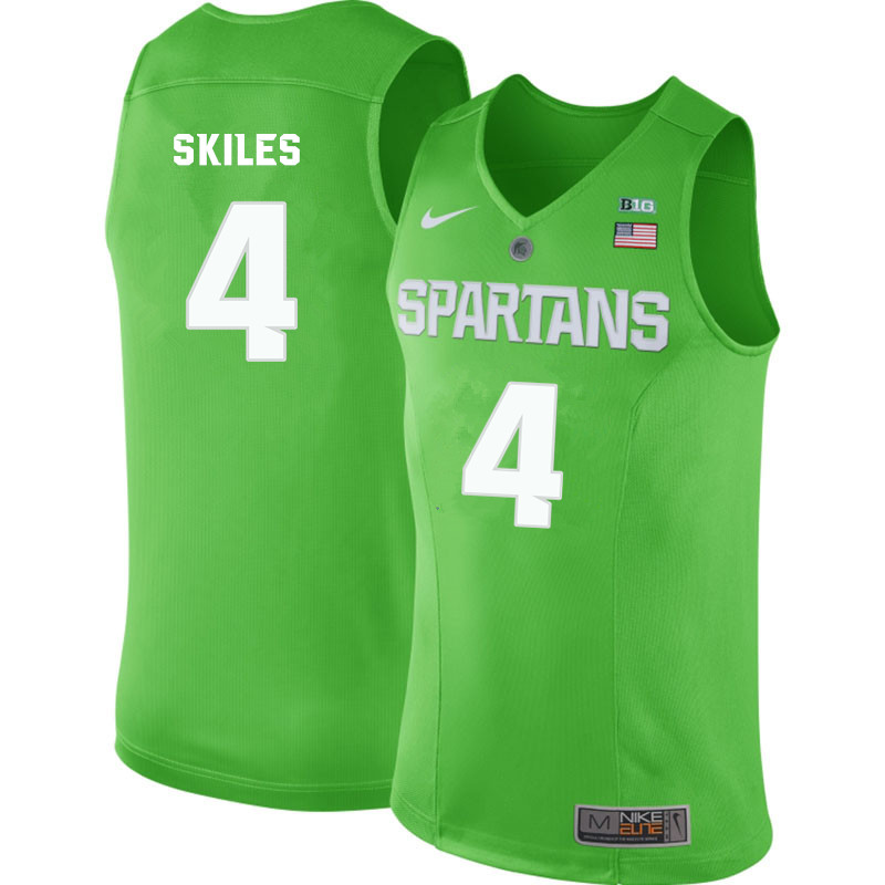 Men #4 Scott Skiles Michigan State Spartans College Basketball Jerseys-Apple Green